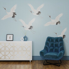 Superfresco Easy Cranes in Flight Pale Blue Print To Order 3m x 2.8m Mural | Wallpaper Roll