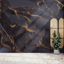 Superfresco Easy Marble Navy Gold Print To Order 3m x 2.8m Mural | Wallpaper Roll