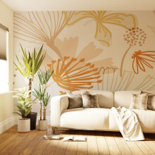 Superfresco Easy Scandi Floral Peach Print To Order 3m x 2.8m Mural | Wallpaper Roll