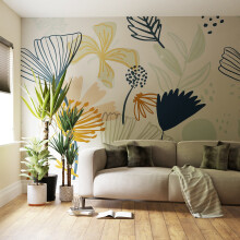 Superfresco Easy Scandi Floral Pink Navy Print To Order 3m x 2.8m Mural | Wallpaper Roll