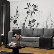 Superfresco Easy Flower Press Mono Print To Order 3m x 2.8m Mural | Wallpaper Roll