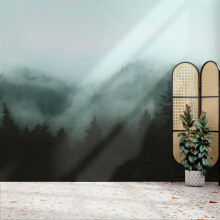 Superfresco Easy Misty Landscape Teal Print To Order 3m x 2.8m Mural | Wallpaper Roll