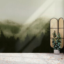 Superfresco Easy Misty Landscape Green Print To Order 3m x 2.8m Mural | Wallpaper Roll