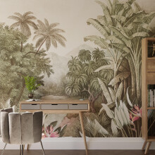 Superfresco Easy Vintage Jungle Mono Print To Order 3m x 2.8m Mural | Wallpaper Roll