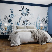 Superfresco Easy Flower Press  Blue Print To Order 3m x 2.8m Mural | Wallpaper Roll