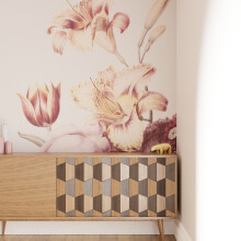 Superfresco Easy Antique Floral  Grey Peach Print To Order 3m x 2.8m Mural | Wallpaper Roll