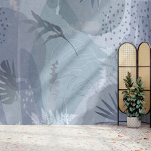 Superfresco Easy Abstract Leaf Indigo Print To Order 3m x 2.8m Mural | Wallpaper Roll