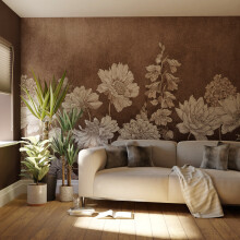 Superfresco Easy Muted Floral Chocolate Print To Order 3m x 2.8m Mural | Wallpaper Roll