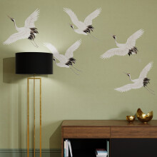 Superfresco Easy Cranes in Flight Sage Print To Order 3m x 2.8m Mural | Wallpaper Roll