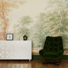 Superfresco Easy Stately Woodland Neutral Green Print To Order 3m x 2.8m Mural | Wallpaper Roll