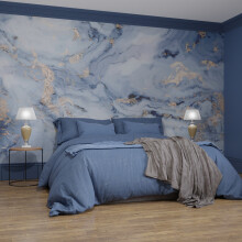 Superfresco Easy  Gilded Stone Navy Gold Print To Order 3m x 2.8m Mural | Wallpaper Roll