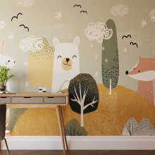 Superfresco Easy Scandi Animals Ochre Print To Order 3m x 2.8m Mural | Wallpaper Roll