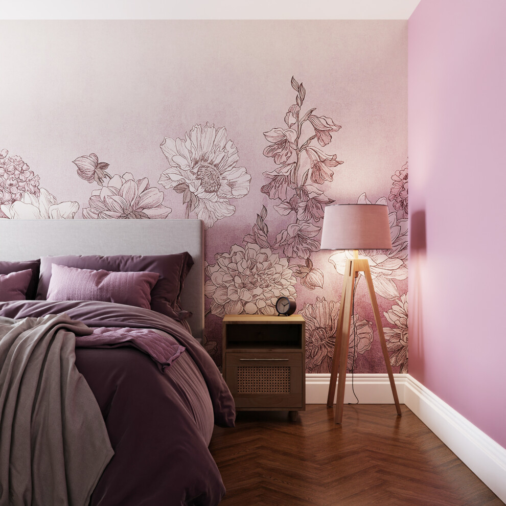 Superfresco Easy Muted Floral Print To Order 3M X 2.8M Mural | Wallpaper Roll Lilac