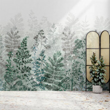 Superfresco Easy Leaf Silhouette Emerald Print To Order 3m x 2.8m Mural | Wallpaper Roll