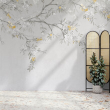 Superfresco Easy Blossom Trail Yellow Print To Order 3m x 2.8m Mural | Wallpaper Roll