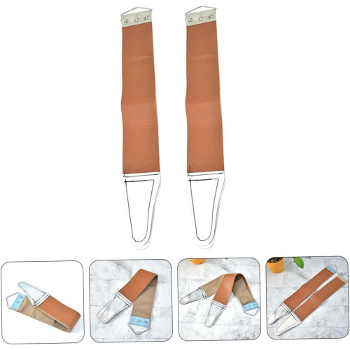 2pcs DoubleSided Razor Strop Sharpening Tool Leather Strap for Straight Razors Random Color 2