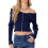 (S, Blue) Blusa cropped feminina e outono. 1