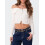 (S, White) Blusa cropped feminina e outono. 3
