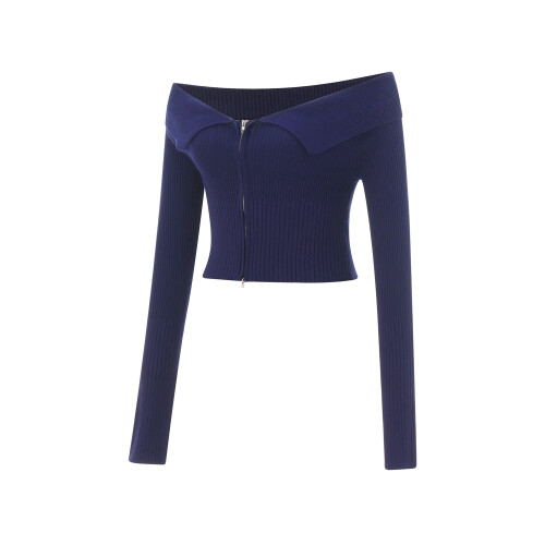 (S, Blue) Blusa cropped feminina e outono. 2
