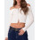 (L, White) Blusa cropped feminina e outono. 2