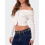 (S, White) Blusa cropped feminina e outono. 4