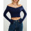 (S, Blue) Blusa cropped feminina e outono. 11