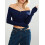 (S, Blue) Blusa cropped feminina e outono. 9