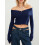 (S, Blue) Blusa cropped feminina e outono. 13