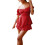 (XL, Red) Γυναικεία κοντή φόρμα με κοντά μανίκια και ώμους για το Party Club 3