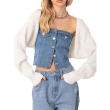 (One Size, White) Gilet en maille sauvage femme, couleur unie, manches longues, ouvert devant, cardigan décontracté printemps automne