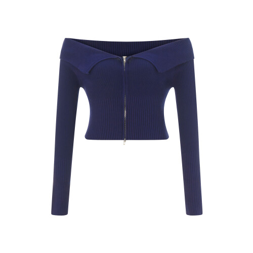 (L, Blue) Blusa cropped feminina e outono. 1