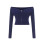 (S, Blue) Blusa cropped feminina e outono. 2