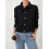 (XXL, Black) Γυναικείο μονόχρωμο τζιν μπουφάν με μακριά μανίκια και τσέπη 6