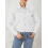 (XL, White) Γυναικείο μονόχρωμο τζιν μπουφάν με μακριά μανίκια και τσέπη 9