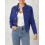 (XL, Dark Blue) Γυναικείο μονόχρωμο τζιν μπουφάν με μακριά μανίκια και τσέπη 8