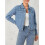 (L, Light Blue) Γυναικείο μονόχρωμο τζιν μπουφάν με μακριά μανίκια και τσέπη 3