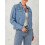 (XXL, Light Blue) Γυναικείο μονόχρωμο τζιν μπουφάν με μακριά μανίκια και τσέπη 8