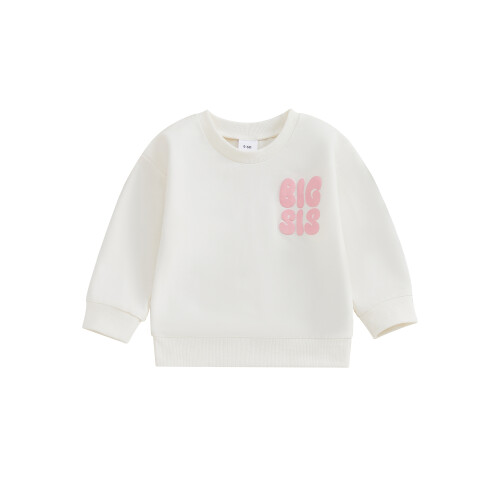 (3-4 Years, Beige) Φούτερ για Μικρά Αγόρια Κορίτσια με Μακρυμάνικο και Κέντημα