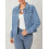 (XXL, Light Blue) Γυναικείο μονόχρωμο τζιν μπουφάν με μακριά μανίκια και τσέπη 6