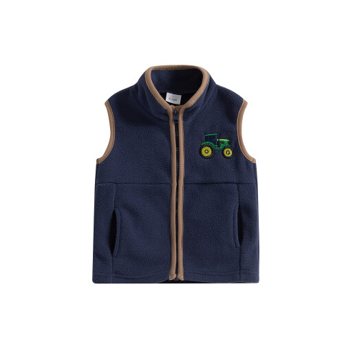 (3-4 Years, Blue) Αγόρια Φθινοπωρινό Casual Γιλέκο Αμάνικο με Κέντημα και Φερμουάρ