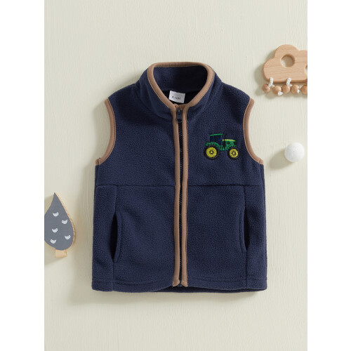 (18-24 Months, Blue) Αγόρια Φθινοπωρινό Casual Γιλέκο Αμάνικο με Κέντημα και Φερμουάρ 2