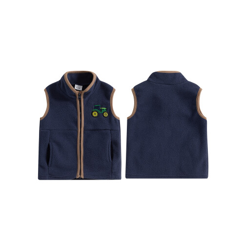 (6-12 Months, Blue) Αγόρια Φθινοπωρινό Casual Γιλέκο Αμάνικο με Κέντημα και Φερμουάρ 1