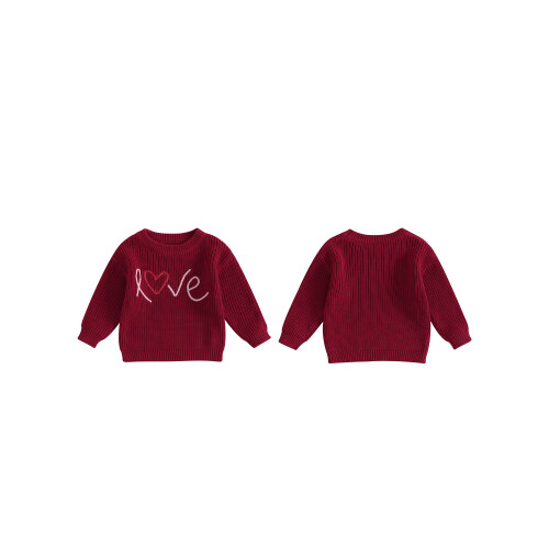 (9-12 Months, Red) Mädchen Herbst Strickpullover Langarm Rundhalsausschnitt Buchstabenstickerei Pullover Strickwaren 1