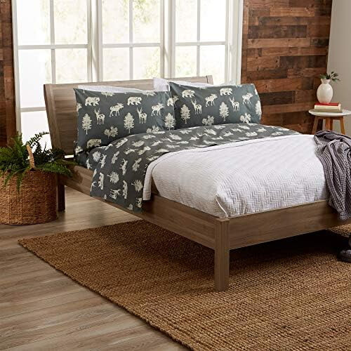 Queen Brushed Microfiber Sheet Set – Woodland Print, 1