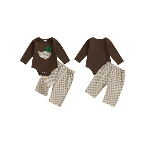 (3-6 Months, Brown) Φθινοπωρινή στολή μωρών ελαστική μέση. 1
