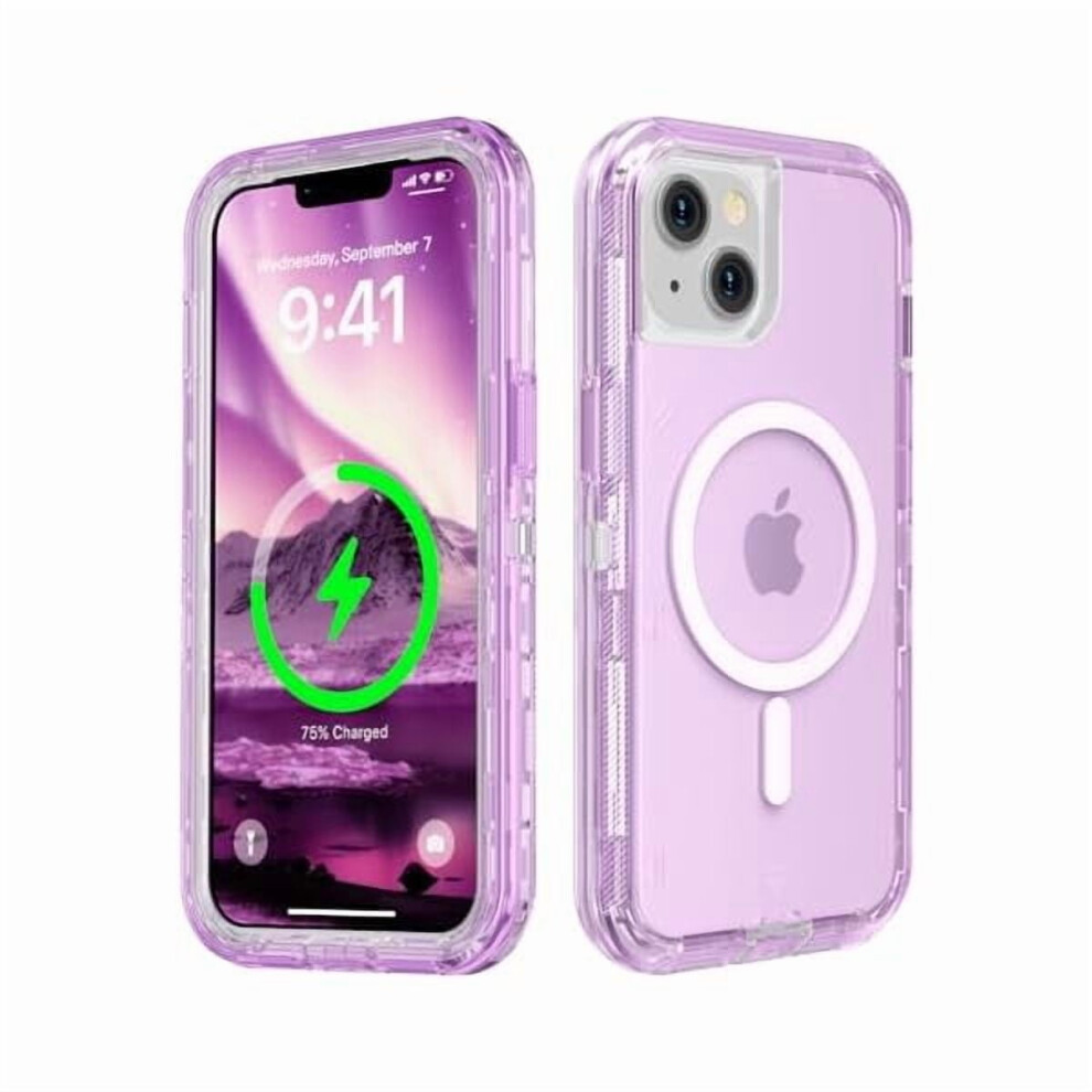Zlcb Iphone 14 Plus Case (6.7") – Magsafe Compatible, Dual-Layer Transparent Magnetic, Shockproof & Anti-Drop, Purple 9165521458134