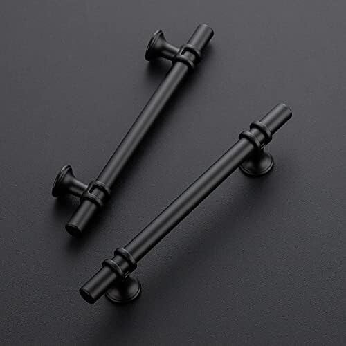 Pacote com 15 puxadores de armário de 7,38 polegadas (18,7 cm) para cozinha, com base redonda, acabamento preto fosco. Comprimento de 7,38 polegadas 1