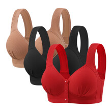 Plus Size Bras for Women,Push Up Bra,3 Pack Plus Size Nursing Bralettes Front Hook Mesh for Maternity Comfortable Multicolor