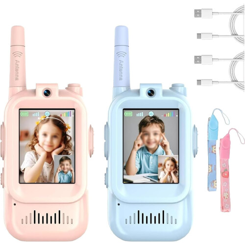 Βιντεο-walkie talkie για παιδιά 3-12 ετών, συσκευασία 2 τεμαχίων με κάμερα και εναλλάκτη