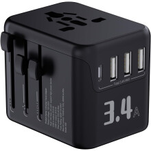 220V til 110V spændingsomformer USA til Europa International universel rejsestrømsomformeradapterkombination til hårtørrer 3USB 1USB C